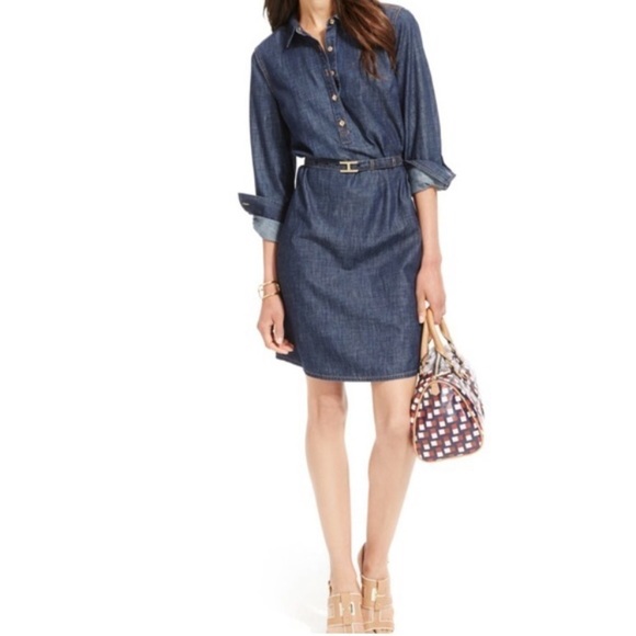 Tommy Hilfiger Dresses & Skirts - Tommy Hilfiger chambray pullover dress gold button
